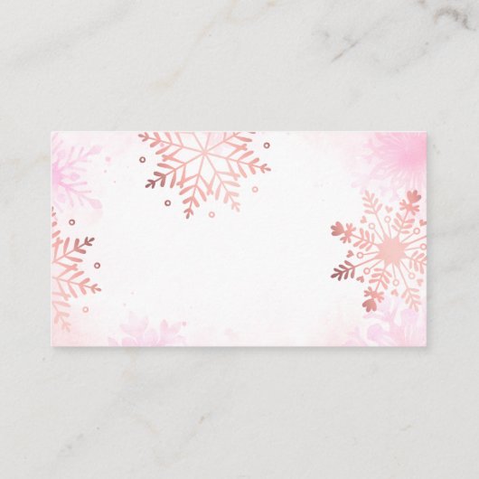 Roze Sneeuwvlokken Luier Raffle Meisje Baby shower Informatiekaartje (Achterkant)