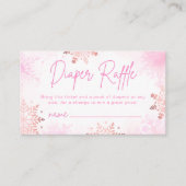 Roze Sneeuwvlokken Luier Raffle Meisje Baby shower Informatiekaartje (Voorkant)