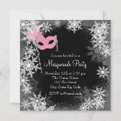 Roze Sneeuwvlokken Maskerade Feest Kaart (Achterkant)