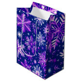 Roze Sneeuwvlokken Medium Gift Bag Cadeauzakje (Voorkant Gekanteld)