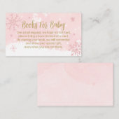 Roze sneeuwvlokken meisjes Baby showers boeken voo Informatiekaartje (Voorkant / Achterkant)
