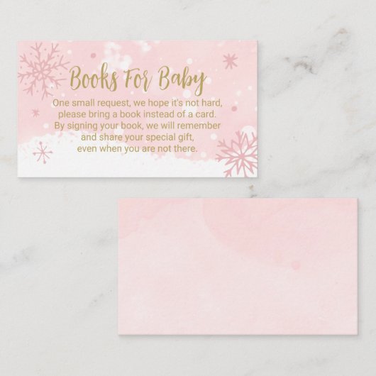 Roze sneeuwvlokken meisjes Baby showers boeken voo Informatiekaartje (Voorkant / Achterkant)