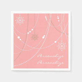 Roze sneeuwvlokken mid century elegant winter leuk servet