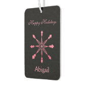 Roze sneeuwvlokken op een zwarte achtergrond luchtverfrisser (Links)