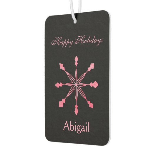 Roze sneeuwvlokken op een zwarte achtergrond luchtverfrisser (Links)