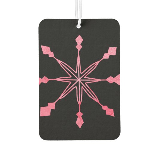 Roze sneeuwvlokken op een zwarte achtergrond luchtverfrisser (Achterkant)