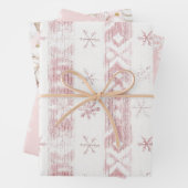 Roze Sneeuwvlokken  Ornamenten Kerst Inpakpapier Vel (In situ)