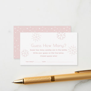 Roze sneeuwvlokken raden hoeveel Baby shower er sp Informatiekaartje