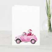Roze Sneeuwvlokken Santa Car Kaart (Achterkant)