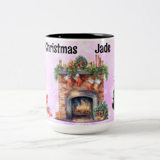 Roze sneeuwvlokken tweekleurige koffiemok