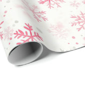 Roze Sneeuwvlokken Vintage Kerstmis Cadeaupapier (Rol Hoek)