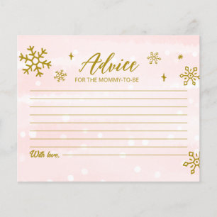 Roze Sneeuwvlokken Winter Baby Shower Advieskaart