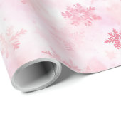 Roze Sneeuwvlokken Winter Cadeaupapier (Rol Hoek)