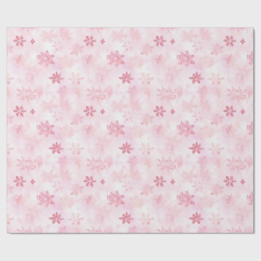 Roze Sneeuwvlokken Winter Cadeaupapier (Vlak)