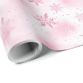 Roze Sneeuwvlokken Winter Cadeaupapier (Rol Hoek)