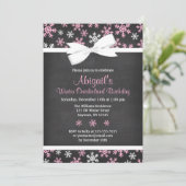 Roze sneeuwvlokken Winter Onederland Chalkboard Bo Kaart (Staand voorkant)