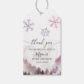 Roze Sneeuwvlokken Winter Wonderland Baby shower Cadeaulabel (Voorkant)