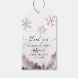Roze Sneeuwvlokken Winter Wonderland Baby shower Cadeaulabel