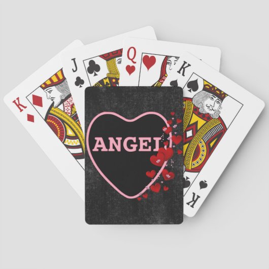 Roze Snoep Angel Heart Valentijn Design 2 Speelkaarten (Achterkant)