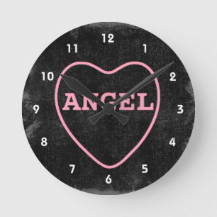 Roze Snoep Angel Heart Valentijn Design Ronde Klok