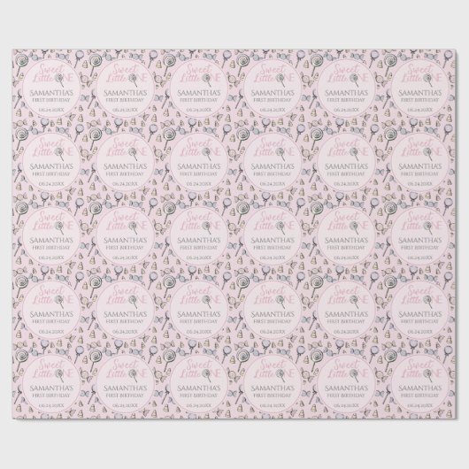 Roze Snoep Baby shower Sweet Little One Cadeaupapier (Vlak)