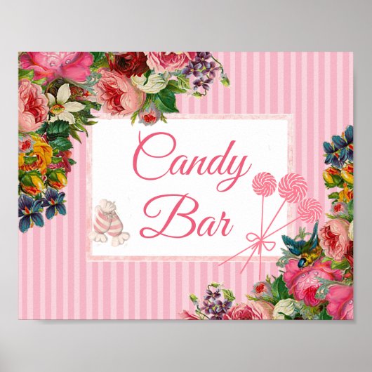 Roze Snoep Bar Wedding Sign. Poster (Voorkant)