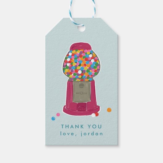 Roze Snoep Bubble Gum Hartelijk dank Cadeaulabel (Voorkant)