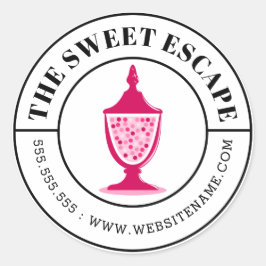 Roze Snoep Buffet Curved Text Ronde Sticker