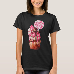 Roze Snoep Chocolade Cupcake Toch Levenswater T-shirt