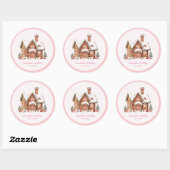 Roze Snoep Gingerbread House Verjaardag Sticker (Vel)