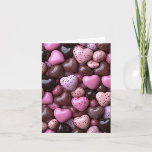 Roze snoep Harten Valentijns's Groet Kaart (Voorkant)
