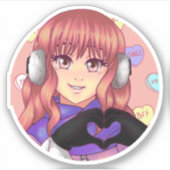 Roze Snoep Heart Girl Sticker (Voorkant)