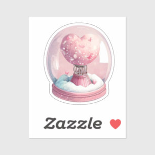 Roze Snoep Heart Snowglobe voor Valentijnse doelei Sticker
