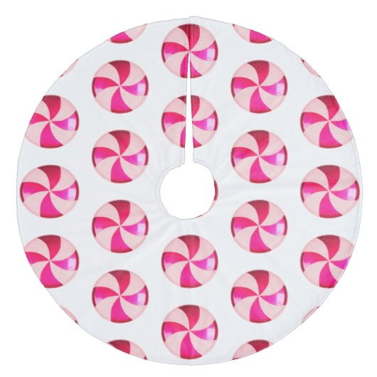 Roze Snoep kerstboomrok Fleece Kerstboom Rok (Voorkant)