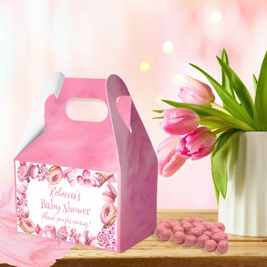 Roze Snoep Lijst Meisje Baby shower Bedankdoosjes
