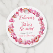 Roze Snoep Lijst Meisje Baby shower Bedankjes Labels (Voorkant)