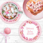 Roze Snoep Lijst Meisje Baby shower Ronde Kartonnen Onderzetter<br><div class="desc">We weten dat je niet kunt wachten om je lieve kleine baby te zien en dit Baby shower met een snoep thema is een eerbetoon aan jou en je kleintje in alle roze glorie! Een heerlijke bakkerij traktatie en snoep roze lijst omringt je douchedetails op een oh zo lekkere manier....</div>