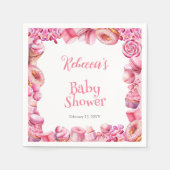 Roze Snoep Lijst Meisje Baby shower Servet (Voorkant)