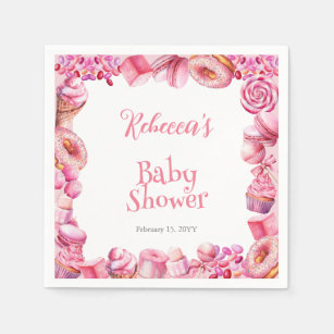 Roze Snoep Lijst Meisje Baby shower Servet