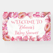 Roze Snoep Lijst Meisje Baby shower Spandoek (Horizontaal)