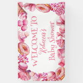 Roze Snoep Lijst Meisje Baby shower Spandoek (Verticaal)