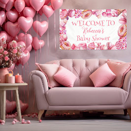 Roze Snoep Lijst Meisje Baby shower Spandoek