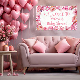 Roze Snoep Lijst Meisje Baby shower Spandoek