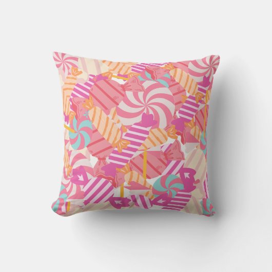 Roze Snoep Lollipop Suckers Kussen (Voorkant)