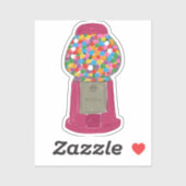 Roze Snoep met gumballmachine Bubble Sticker (Vel)