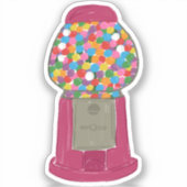 Roze Snoep met gumballmachine Bubble Sticker (Voorkant)