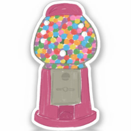 Roze Snoep met gumballmachine Bubble Sticker