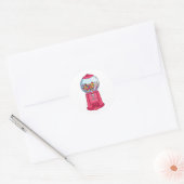 Roze Snoep met trommel Ronde Sticker (Envelop)