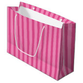  Roze Snoep Stripe Gift Bag Groot Cadeauzakje (Voorkant Gekanteld)