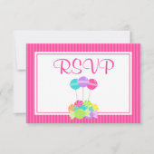 Roze Snoep Stripes Bat Mitzvah RSVP (Voorkant)